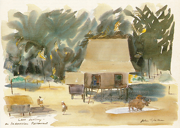 Departures magazine illustration © 1989 John Glashan